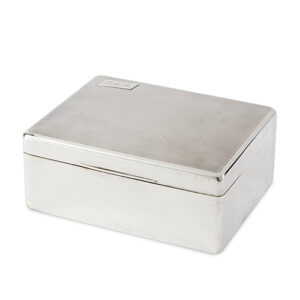 Fine Silver Cigar Box Lined in Cedarwood with a Movable Divider