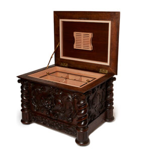 Late Victorian Carved Oak Humidor