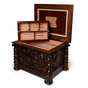 Late Victorian Carved Oak Humidor