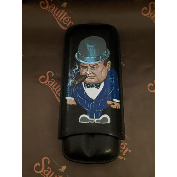 Churchill Leather Double Cigar Case (Bowler Hat)