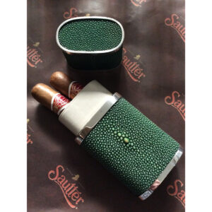 Sautter - Silver Mounted Shagreen Cigar Case (Green)