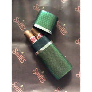Sautter - Silver Mounted Snake Skin Double Cigar Case (Green)