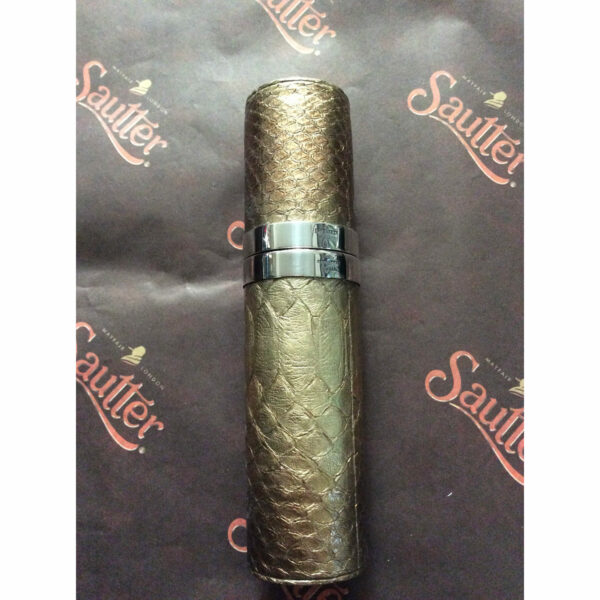 Sautter - Silver Mounted Snake Skin Single Cigar Tube (Gold)