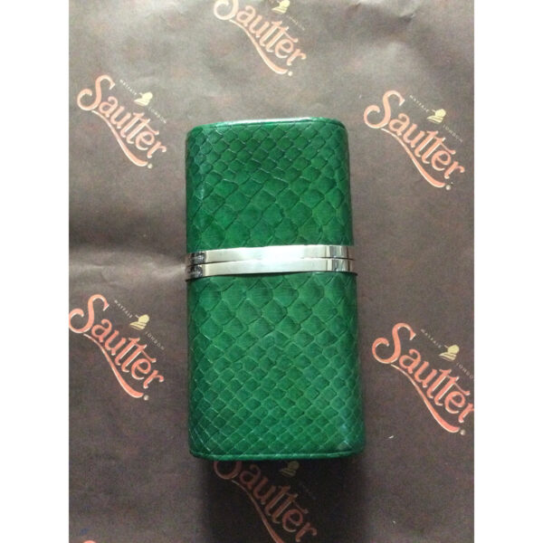 Sautter - Small Silver Mounted Snakeskin Cigar Case (Green)