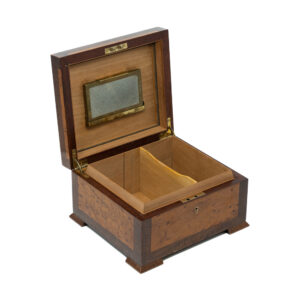 Vintage Burr Wood and Mahogany Humidor with Key