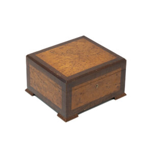 Vintage Burr Wood and Mahogany Humidor with Key