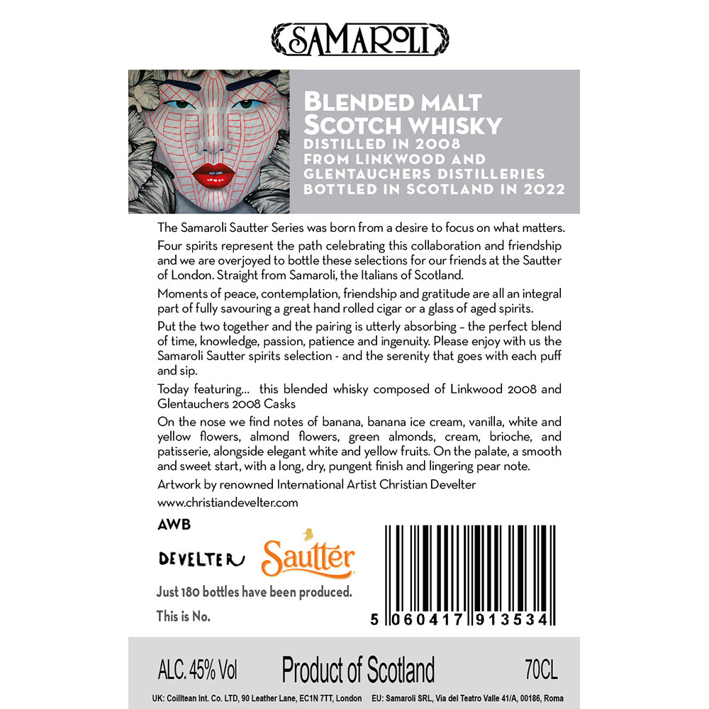 Sautter x Develter - 2008 Blended Malt Scotch Whisky (Linkwood & Glentouchers Distilleries)