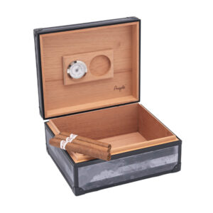 Angelo Alu Grey Humidor with 3 Jose L. Piedra Cigars