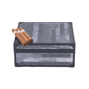 Angelo Alu Grey Humidor with 3 Jose L. Piedra Cigars